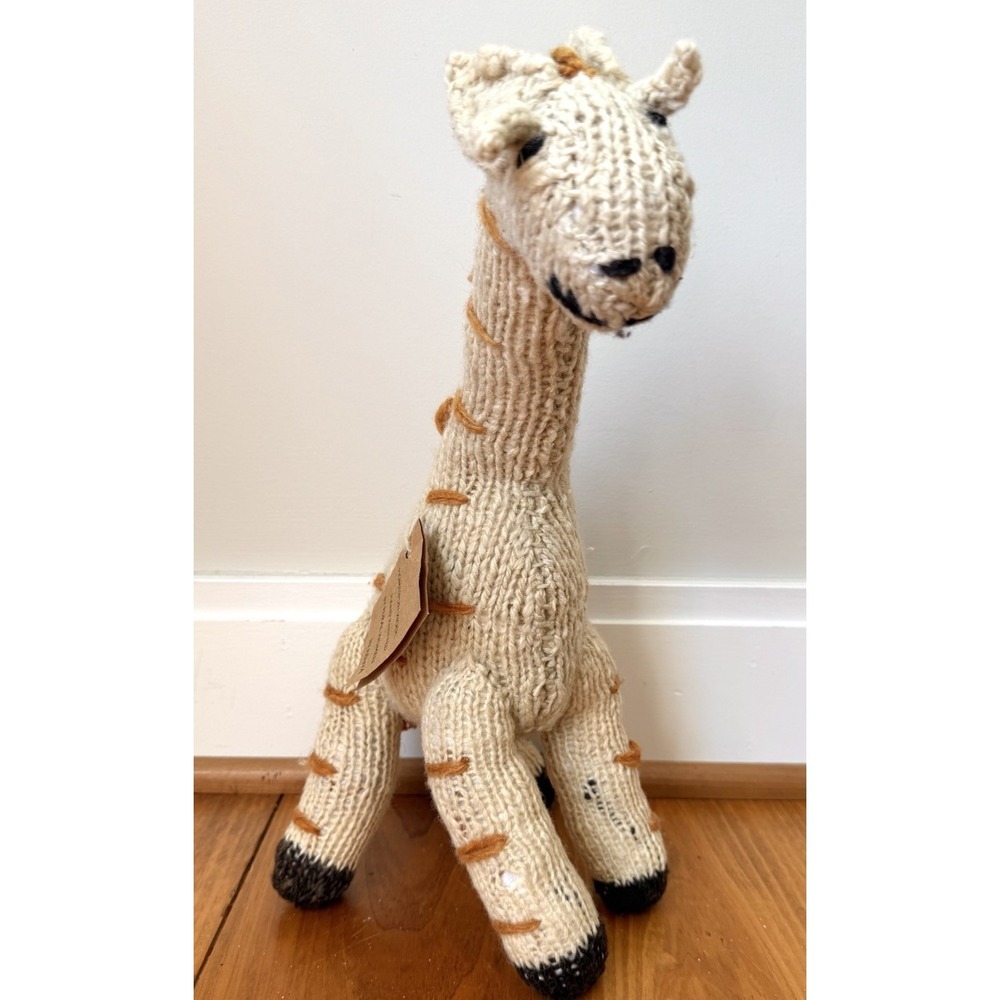 Artisan Safari Giraffe Plush Hand Knit Homespun Wool Rustic Nursery Decor - Picture 2 of 15